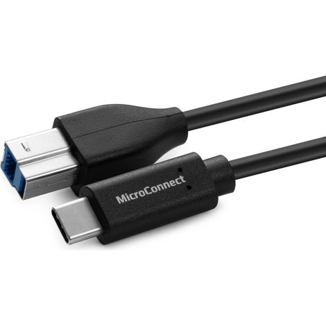 MicroConnect USB3.1CB1 - 1 m - USB C - USB B - 3.2 Gen 1 (3.1 Gen 1) - Male connector / Male connector - Noir