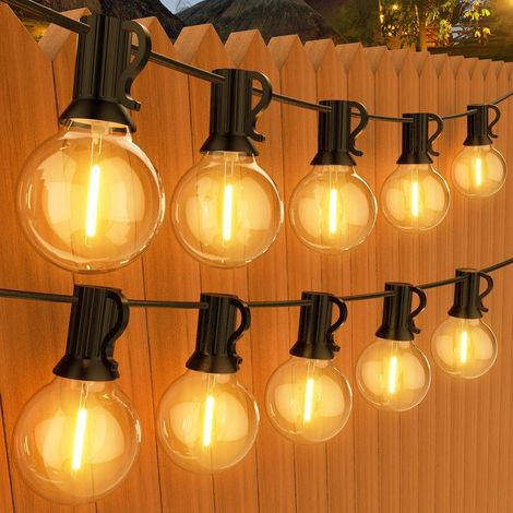 Guirlande Guinguette Extérieur G40, 45M/ 150FT Guirlande Lumineuse Exterieure avec E12 75+2 LED Ampoules IP45 Imperméable, Blanc Chaud Chaîne Lumiere Exterieur pour Patio Fête Mariage (1/5)