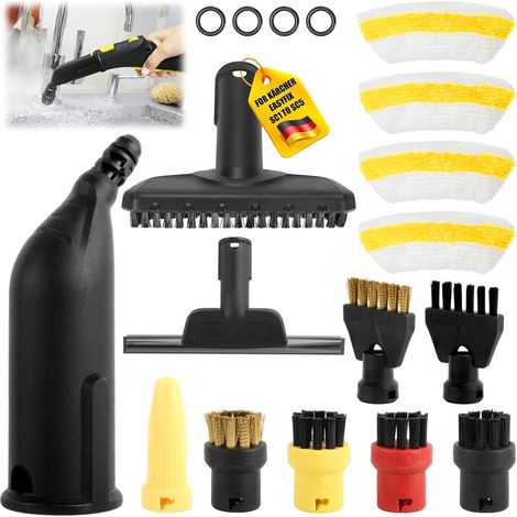 Pour Kit de 18 Accessoires pour Nettoyeur Vapeur Kärcher EasyFix SC1 SC2 SC3 SC4 SC5 - Inclus Buses, Brosses, Raclette & Chiffons Microfibre - Nettoyage Sols, Vitres, Carrelage (1/5)