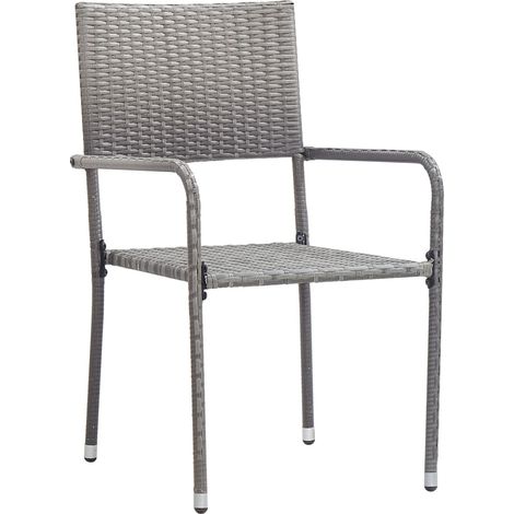 Maison Exclusive - Sedie da Pranzo da Giardino 2pz Impilabili Grigie in Polyrattan