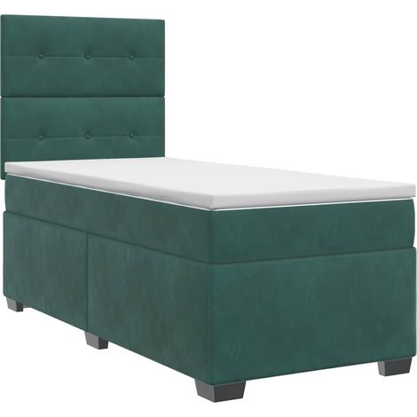 Maison Exclusive - Letto box spring con materasso Verde Scuro 100 x 200 cm Velluto (1/5)