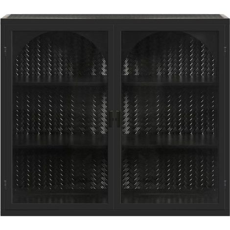 PLACARD CONTEMPORAIN MODERNE ELEGANT FONCTIONNEL Metal Verre Trempé Noir 70.00x23.00x60.00 (1/4)