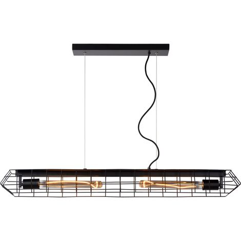 Suspension Lucide Lattice noire métal 2xE27 100cm IP20 (1/5)