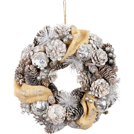 Kranz MagicHome Weihnachten, natur, creme, hängend, 33x9 cm (1/2)