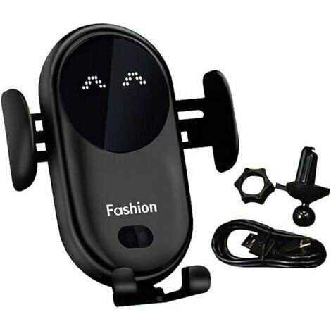 Induction sans Fil Voiture, Automatic Clamping Chargeur Induction Voiture Rotation 360° Chargeur Telephone Voiture Clip pour iPhone Samsung Huawei LG Tous Les Appareils(Noir) (1/5)