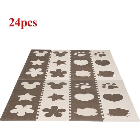 24pcs Dalles Mousse Doux Tapis pour Enfants Bébé, Puzzle Tapis en Mousse EVA Activité Tapis de Jeu Carreaux (1/5)