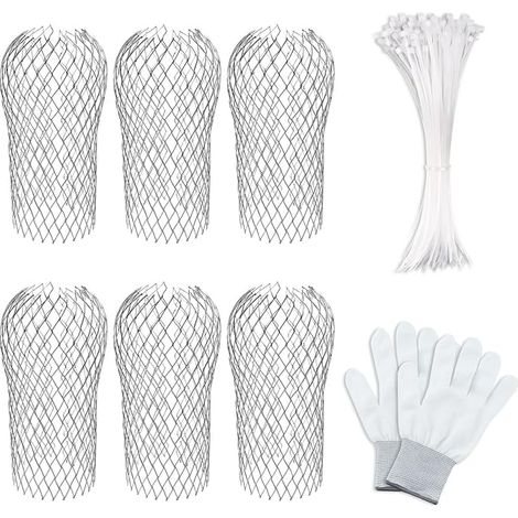 6 PCS Gutter Down Guards with 100 Cable Zip Ties, 3.3 Inch Adjustable Aluminum Downspout Filter Expandable Filter to Prevent Clogging (1/4)