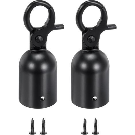 Lot de 2 embouts de corde pour poteau de 2,8 x 8 cm, crochets mousquetons pour barrière de contrôle des foules, séparateur de file d'attente, noir (1/5)