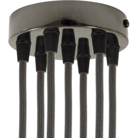 creative cables - Kit rosone cilindrico in Metallo a 7 Fori - Conico, Nero Perla