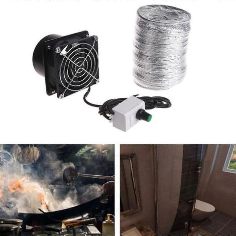 Ventilateur d'extraction USB pour conduit d'air, souffleur d'air, extracteur de fenêtre, WC, cuisine, tuyau de 6 m (1/5)