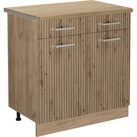 Mobiletto base per cucina R-Line, Rovere artigianale, 80 cm , PL Rovere, Vicco