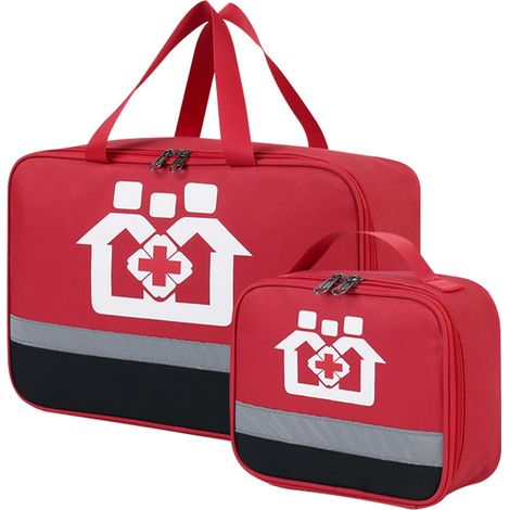 Lot de 2 sacs à médicaments étanches - Grande capacité - Sac d’urgence médical - Pour l’école, les voyages, le camping, la randonnée (rouge) (1/5)