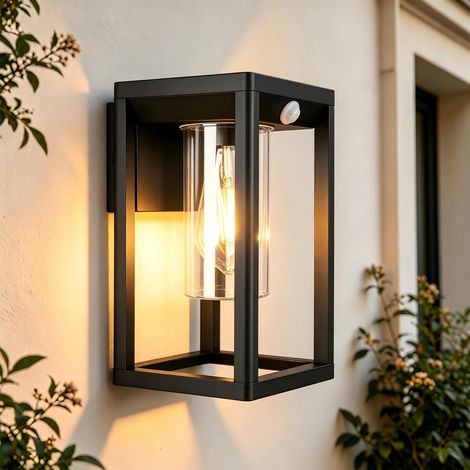 Appliques Murales Extérieures avec Détecteur de Mouvement, Lanterne Murale Noire pour Extérieur, Aluminium Étanche IP54 et Anti-Rouille pour, Porche, Ampoule non Incluse (1/5)
