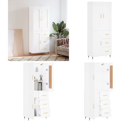 Highboard Weiß 69,5x34x180 cm Holzwerkstoff - Holzwerkstoff - Schrank (1/5)