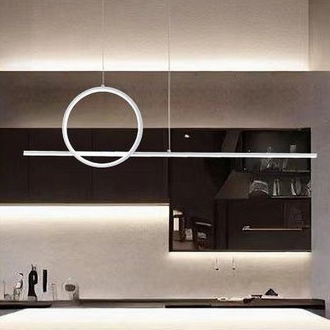 TRADE SHOP - Lampadario A Sospensione Led 48w Design Cerchio Linea Moderno Bianco Ip20 Lampada 01189 -