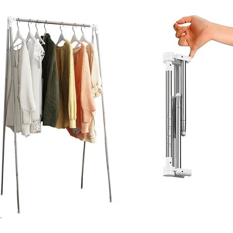 Tendedero de piso Tendedero retráctil, Tendedero de viaje portátil, Tendedero plegable, blanco, altura 35-133cm (1/5)