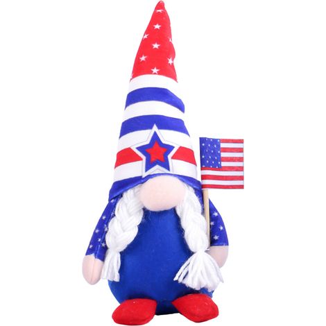 Dekorative Zwergenfigur mit spitzem Hut (im Flaggenstil), gesichtslose Puppe, Rudolph der Zwerg-Ornament (1/2)