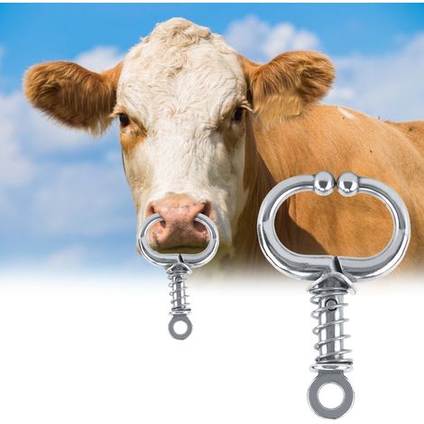 Anneau nasal en acier inoxydable pour taureaux et vaches - Accessoire d'élevage (pince à bec à ressort) (1/5)