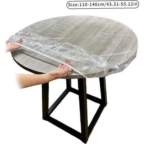 Nappe ronde en plastique de couleur transparente - taille-110-140cm (1/4)