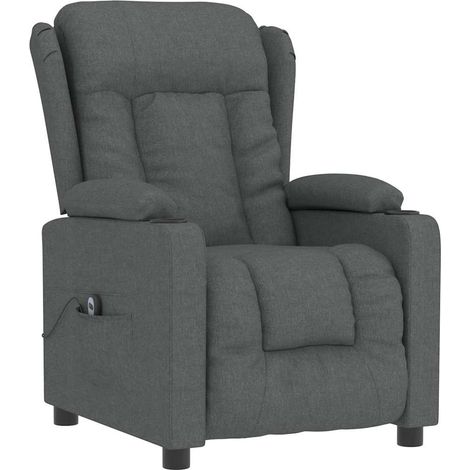 vidaXL Electric Recliner Chair Dark Grey Fabric