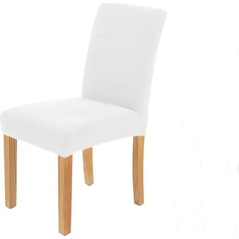Lot de 4 housses de chaise extensibles – Blanc – Amovibles et lavables