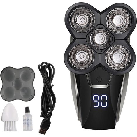 Multifunktionaler Elektrorasierer für Männer mit LCD-Bildschirm und Duschgel.