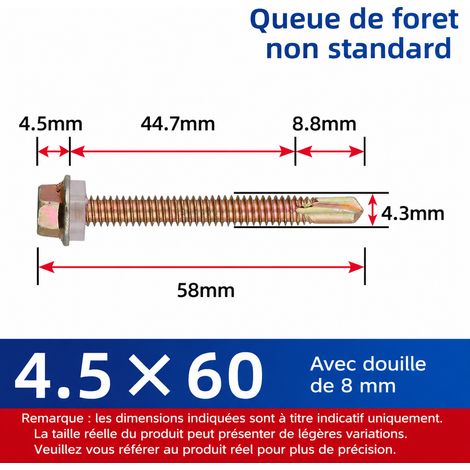Vis autoperceuses tête hexagonale 60 mm acier zingué boîte de 250 pièces avec douille 60 mm 250 1 kg – Livraison gratuite