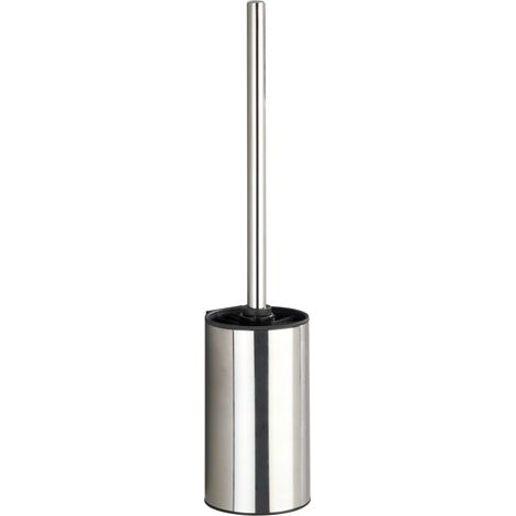 WENKO Turbo-Loc® portascopino WC da parete Detroit acciaio inossidabile - Portascopino WC da parete, fissaggio senza trapano, Acciaio inossidabile, 8.5 x 40 x 9 cm, Lucido (1/5)