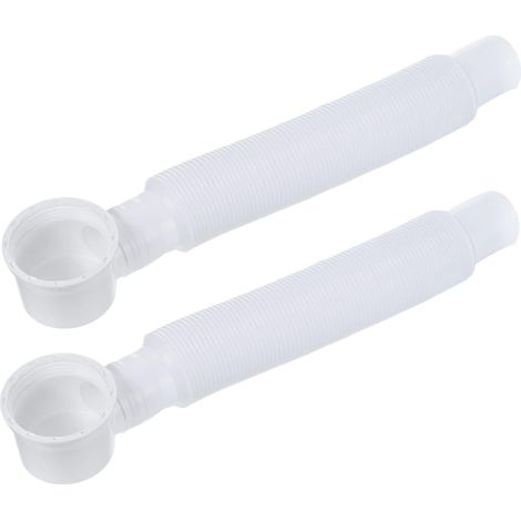 Desagüe de bañera extensible y ajustable, manguera flexible de 28 cm para ducha de baño, color blanco, paquete de 2 (1/5)