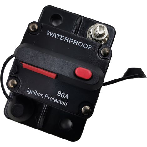Disjoncteur automatique réinitialisable étanche, 12–48 V CC, 80 A, pour véhicules, 1 pièce