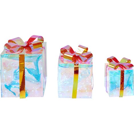 Decoración LED conjunto de 3 regalos decoración Navidad iluminada iridiscente multicolor Capella (1/5)