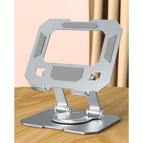 Soporte de escritorio para tablet, giratorio y ajustable 360°, plegable, apto para iPad Pro, Air, Mini/Samsung Galaxy Tab/Kindle, etc. (4-13 pulgadas) (plateado). (1/3)