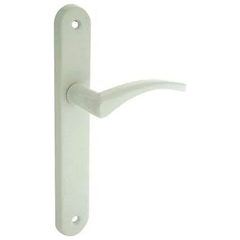 Set di maniglie per porte con piastra senza foro, alluminio bianco