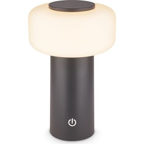 Briloner JUNA Lampe de table sans fil IP44, Variable, tactile, batterie, protection contre les éclaboussures, anthracite, Ø13 x 20,6 cm (1/5)