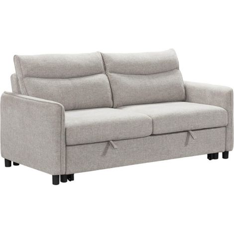 Canapé convertible en tissu 3 places Totonto-Gris clair (1/5)