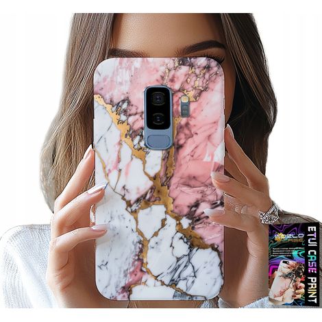Custodia per Samsung Galaxy S9 Plus - Motivi rosa, bianco, marmo e pietra (1/5)