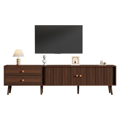 Meuble TV 180 x 40 x 46,5 cm  Finition Noyer Pour TV jusqu’à 80 Pouces  Noyer (1/5)