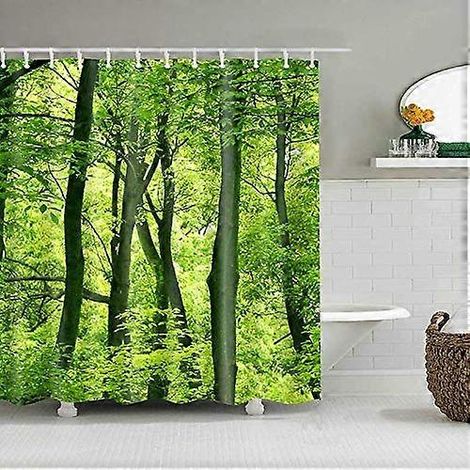 Grüner Tropischer Pflanzen-Duschvorhang 90x180cm, Wasserdichter Duschvorhang für Kinder-Badezimmer, Heimdekoration (1/5)