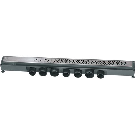 Wirquin Pro – Caniveau de douche à l'italienne 90 cm – Goulotte monobloc siphonnée – Débit 84 l/min – Grille inox design Soda – Encombrement réduit 80 mm (1/9)