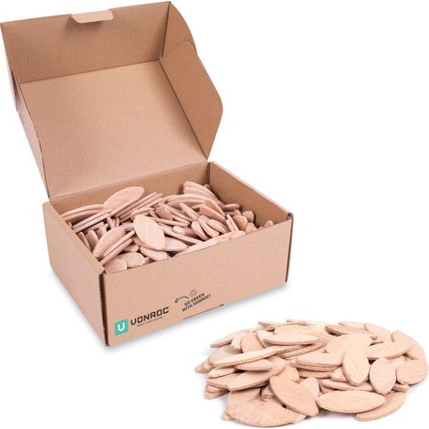 VONROC Galletas de madera para ensambladora de galletas - Tamaño 20 (56x23x4mm) - 250 piezas - Tamaño universal, adecuado para la ensambladora de galletas VONROC BJ501AC