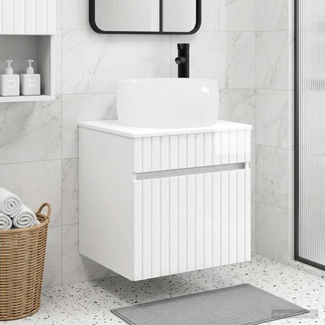 vidaXL Mobile lavabo da parete Bianco Lucido 49 x 44,5 x 66 cm