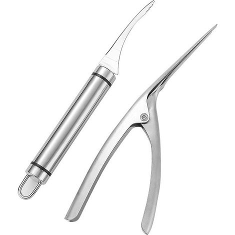 2 Pièces Decortiqueur Crevette, Eplucheur Crevette Tout en 1, Eplucheur de Crevettes en Acier Inoxydable, éplucheur de Crevettes, Epluche Crevette pour Des Produits Tels Que Les Crevettes (1/5)