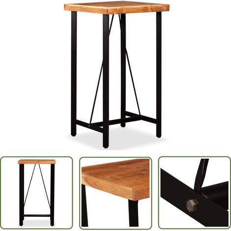 The Living Store Table de bar Bois massif d'acacia 60x60x107 cm - Table De Bar - Table Industrielle - Table Acacia - Meubles De Salle À Manger - Mobilier Design (1/5)