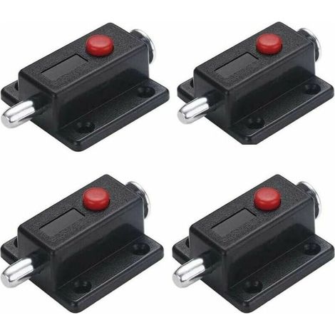 Lot de 4 verrous de porte automatique à ressort avec bouton à ressort Noir (1/5)