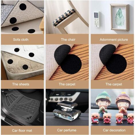 15 Pièces Noir Scratch Autocollant Double Face,Bande Auto-Adhésif, Adhesif Double Face Extra Fort, Rond (5 x 5cm) (1/4)