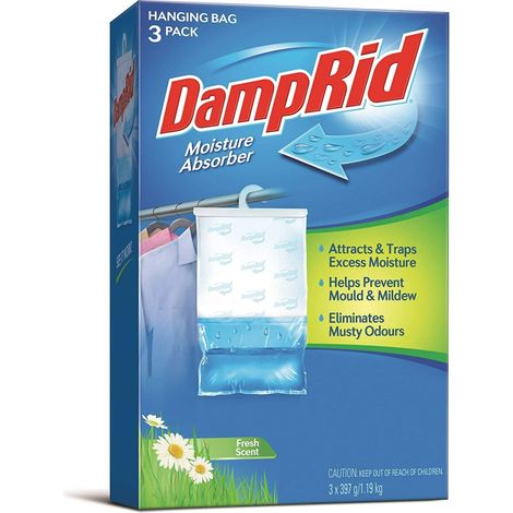 Absorbeur d'humidité suspendu DampRid FG83K parfum frais (1 boîte / 3 sachets, 396 g chacun) (1/3)