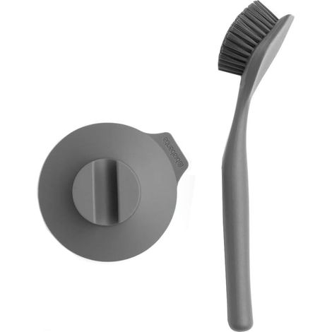 Brabantia Sink Side Spazzola Lavastoviglie con Supporto a Ventosa Grigio Scuro (1/5)