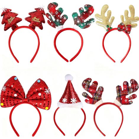 6 Pack Bandeaux de Noël Serre Tete Noel Accessoire de Noel Bandeau Pour Adultes Enfants Fête (1/5)