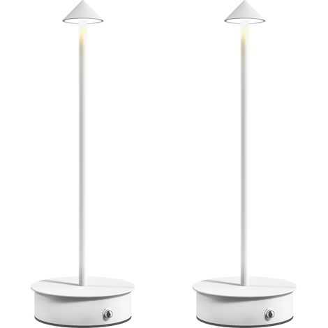 Lot de avec port USB pliable Ø10 x 30 cm blanches pour salon lampes table rechargeables USB, commande tactile intensité lumineuse réglable, (1/5)