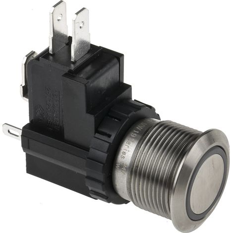 Bouton-poussoir, Verrouillable lumineux, LED Blanc, Unipolaire à deux directions (1RT), 16 A, 26 A, Montage panneau ( Prix pour Paquet de 1 )